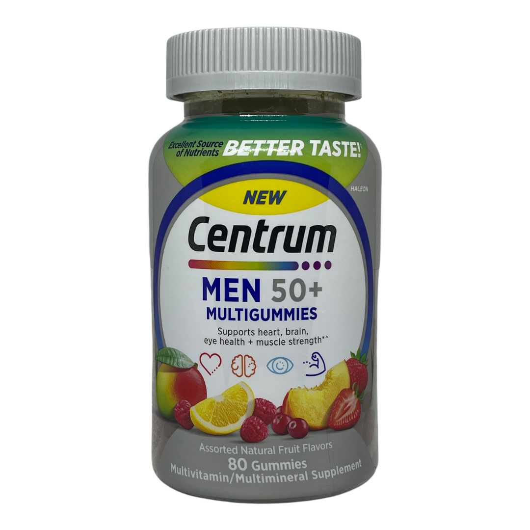 Centrum Men 50+ Multigummies Assorted Natural Fruit Flavors, 80 Count