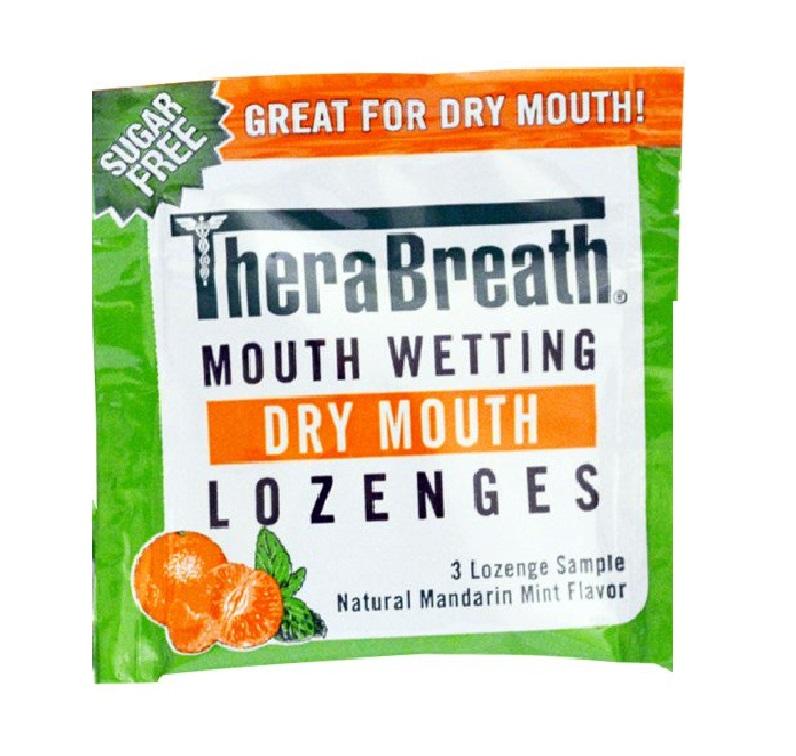 Therabreath Lozenges Packets - 12 count (Pack of 4 with 3 Lozenges each) Mandarin Mint Flavor