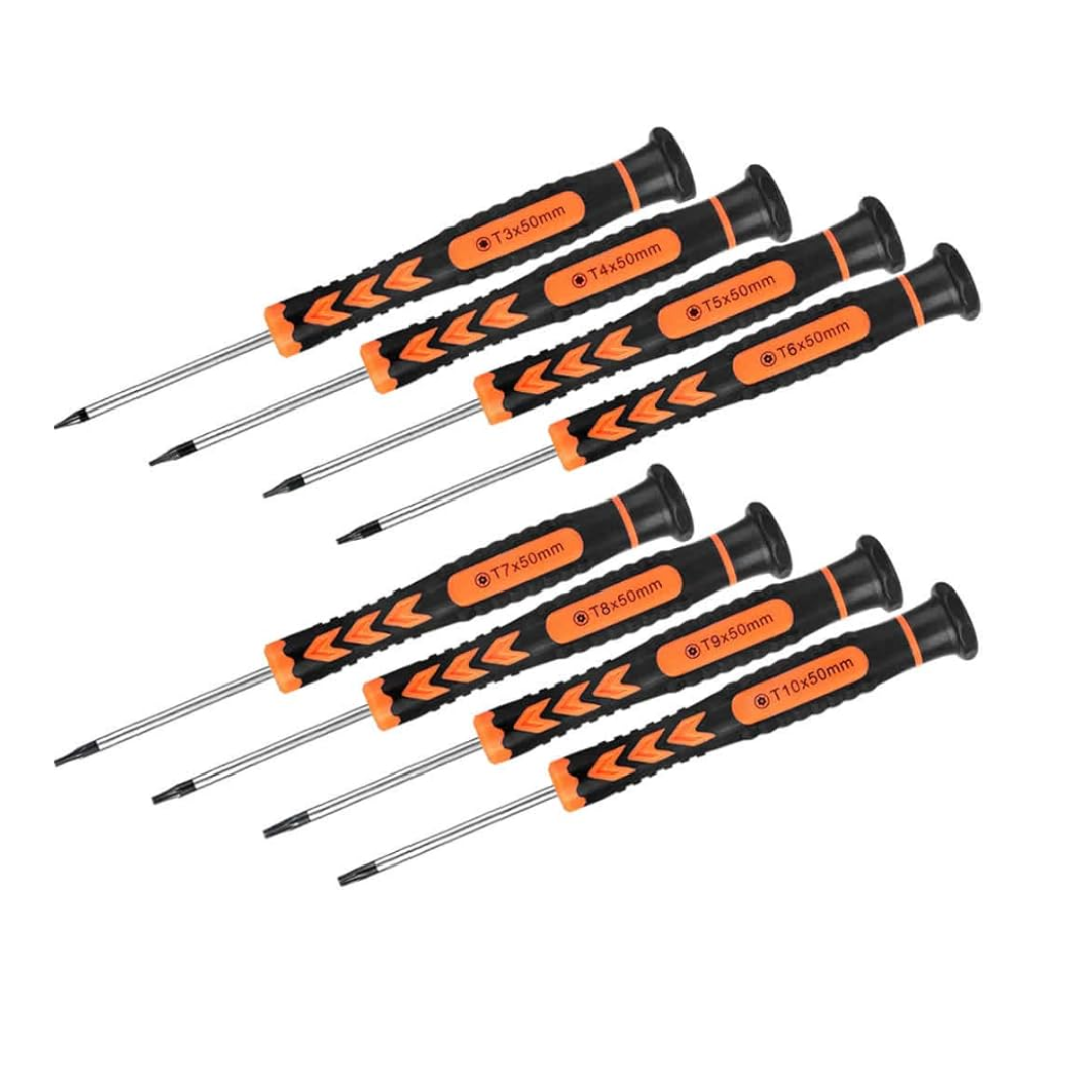 TEKPREM Tools Torx Screwdriver Set with T3 T4 T5 T6 T7 T8 T9 T10 Complete Star Repair Kit, 8 Pieces