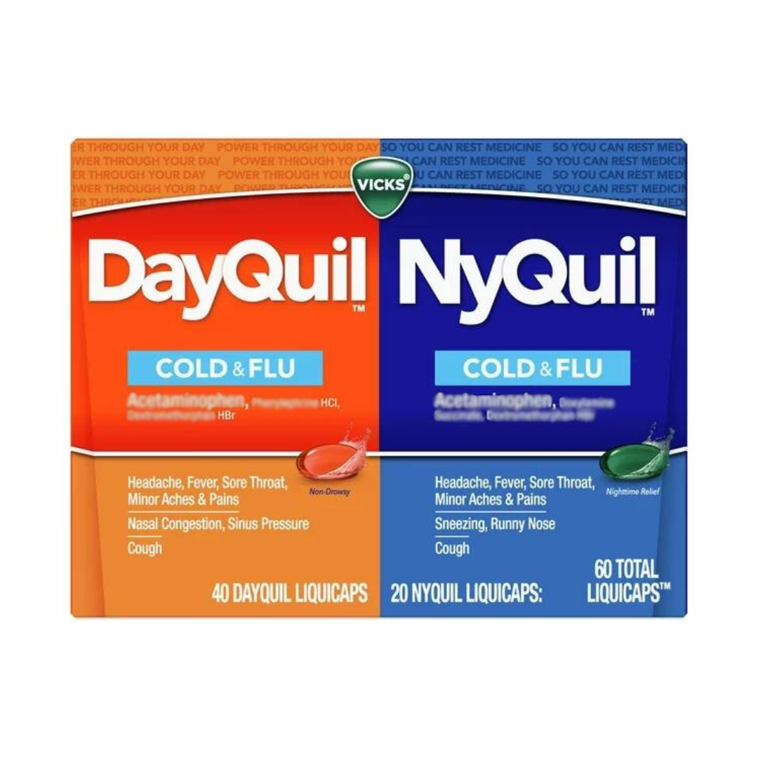 Vicks DayQuil Non-Drowsy 40 Count & NyQuil Nighttime Relief 20 Count ...