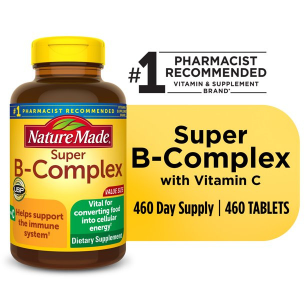 Nature Made Super B Complex + Vitamin C and Folic Acid - 460 Tablets