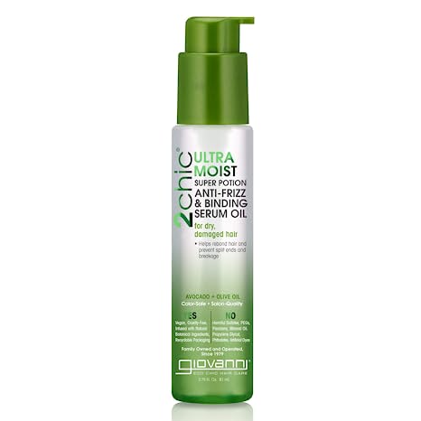 Giovanni 2chic Ultra-Moist Super Potion Anti Frizz & Binding Serum Oil  Avocado + Olive Oil 2.75 Oz
