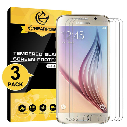 NEARPOW Tempered Glass Screen Protector, Pack of 3 for Samsung Galaxy S6