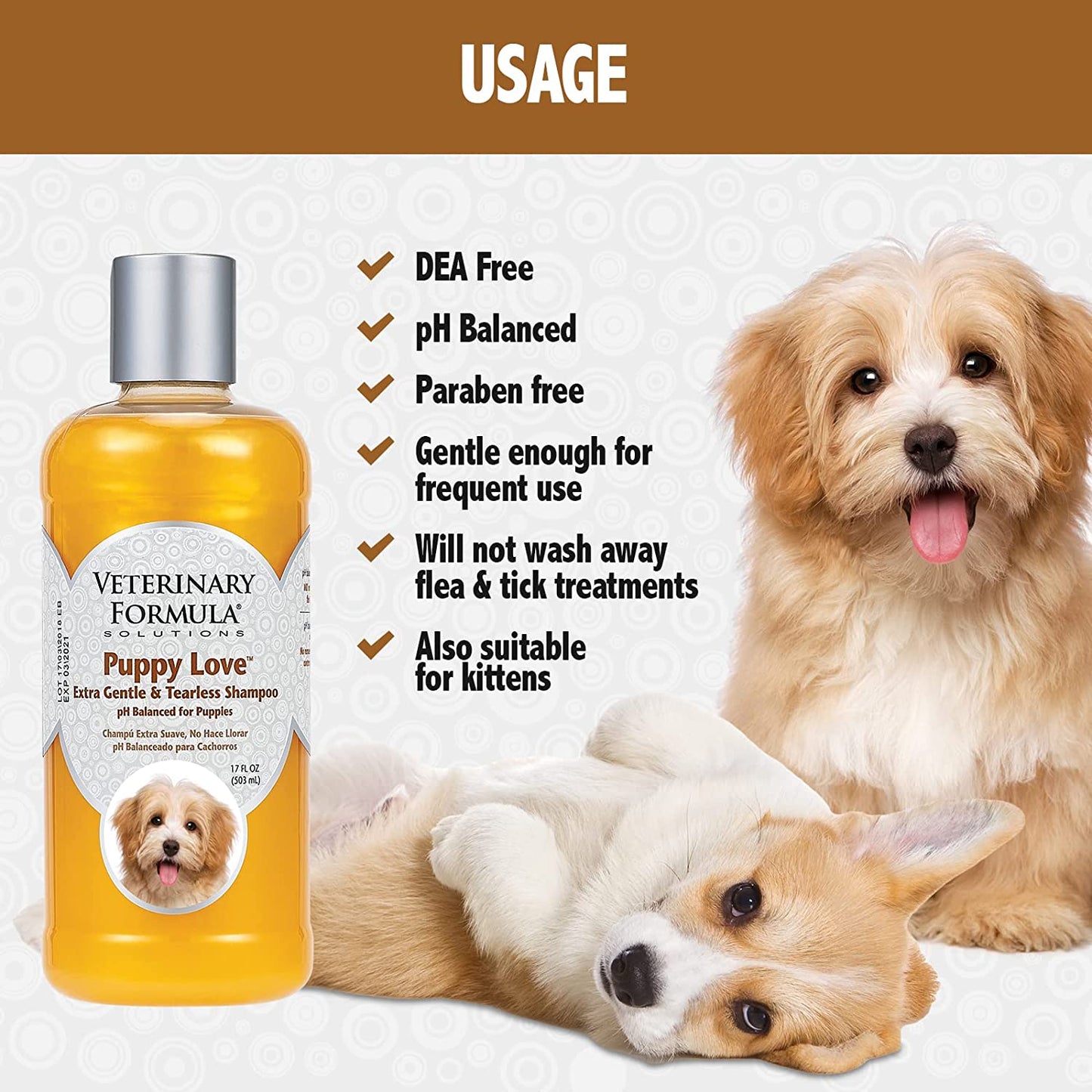 Veterinary Formula Puppy Love Extra Gentle & Tearless Shampoo, 17 oz / 503 ml