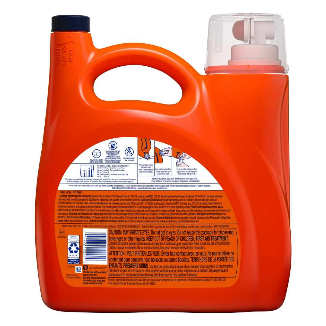 Tide Ultra Sport Liquid Laundry Detergent 94 Loads, 3.9 L / 132 oz