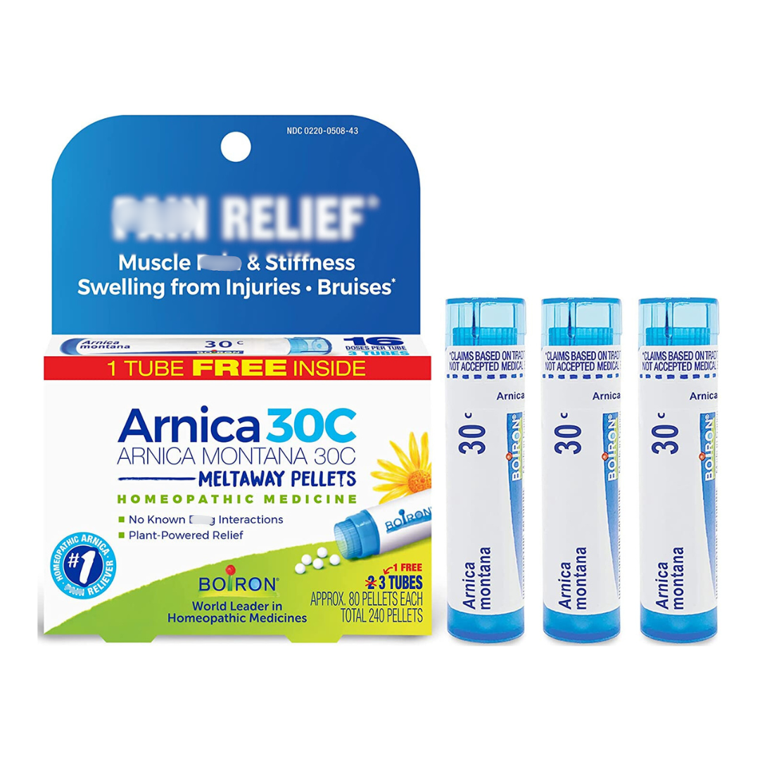 Boiron Arnica Montana 30C Meltaway Pellets Homeopathic Medicine Relief, 3 Tubes Approx. 80 Pellets per tube (Packaging May Vary)