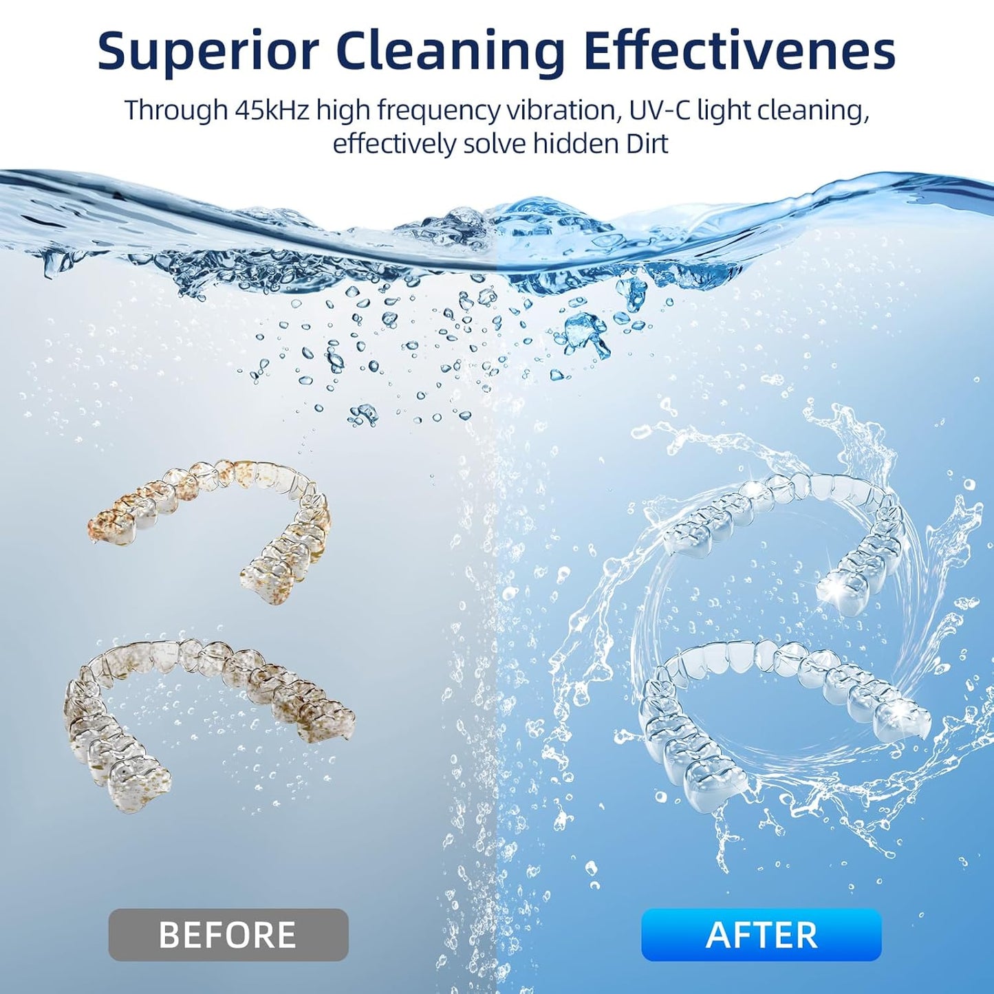 EcoBasic Ultrasonic Retainer Cleaner Aligners Dentures Retainer Guards