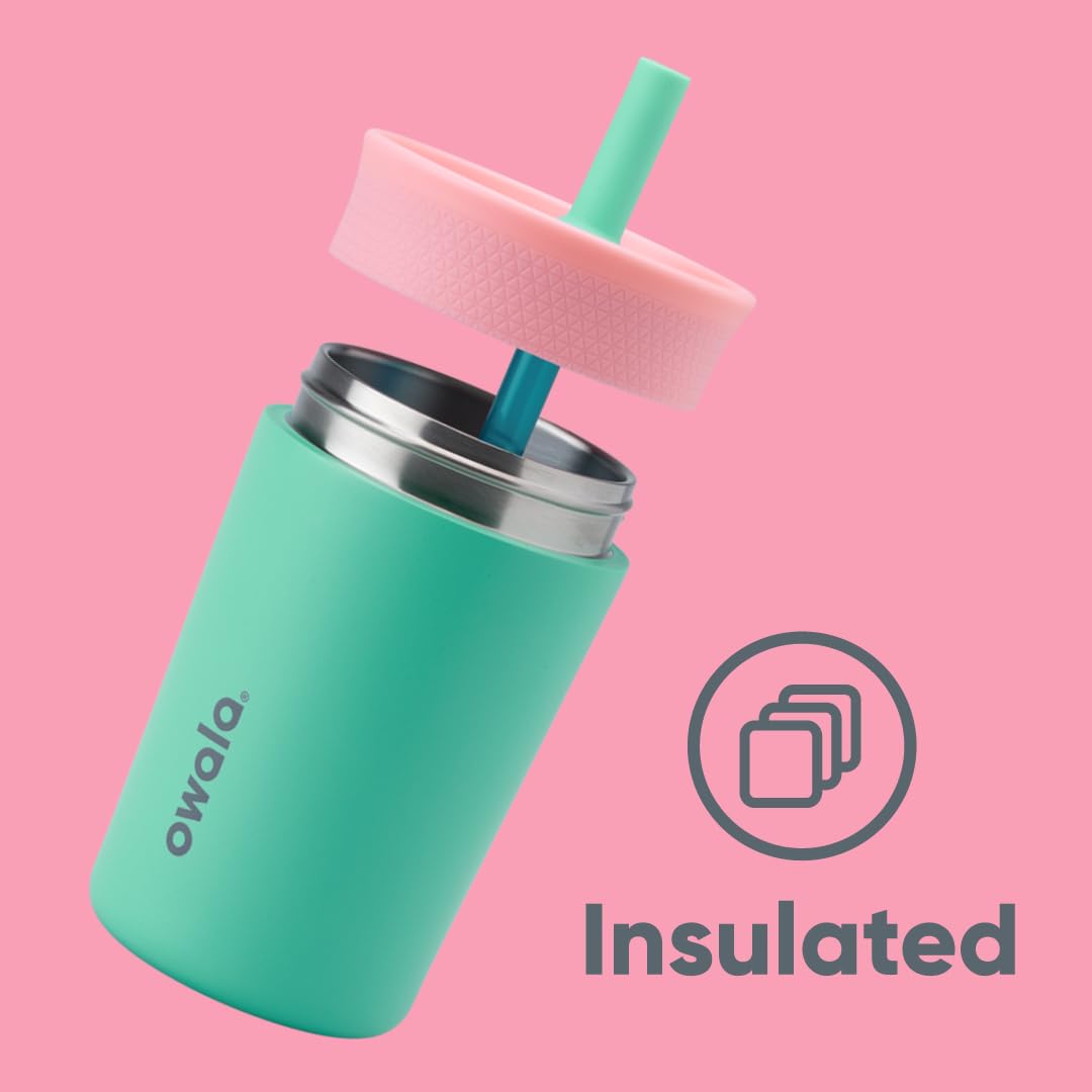 Owala Kids Insulation Stainless Steel Tumbler with Flexible Straw, 12 Oz
