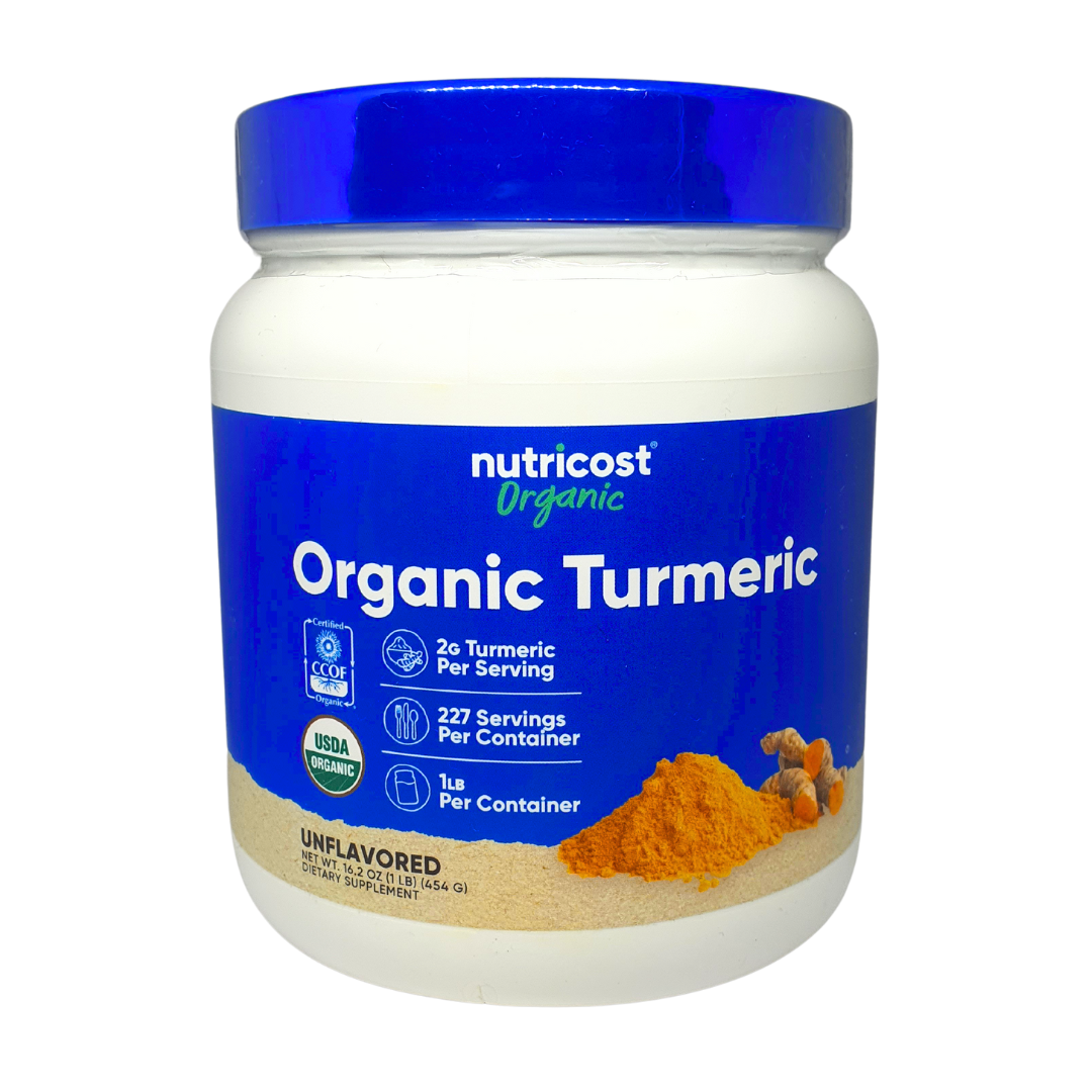 Nutricost Organic Turmeric Unflavored Powder Supplement 16.2oz / 454g