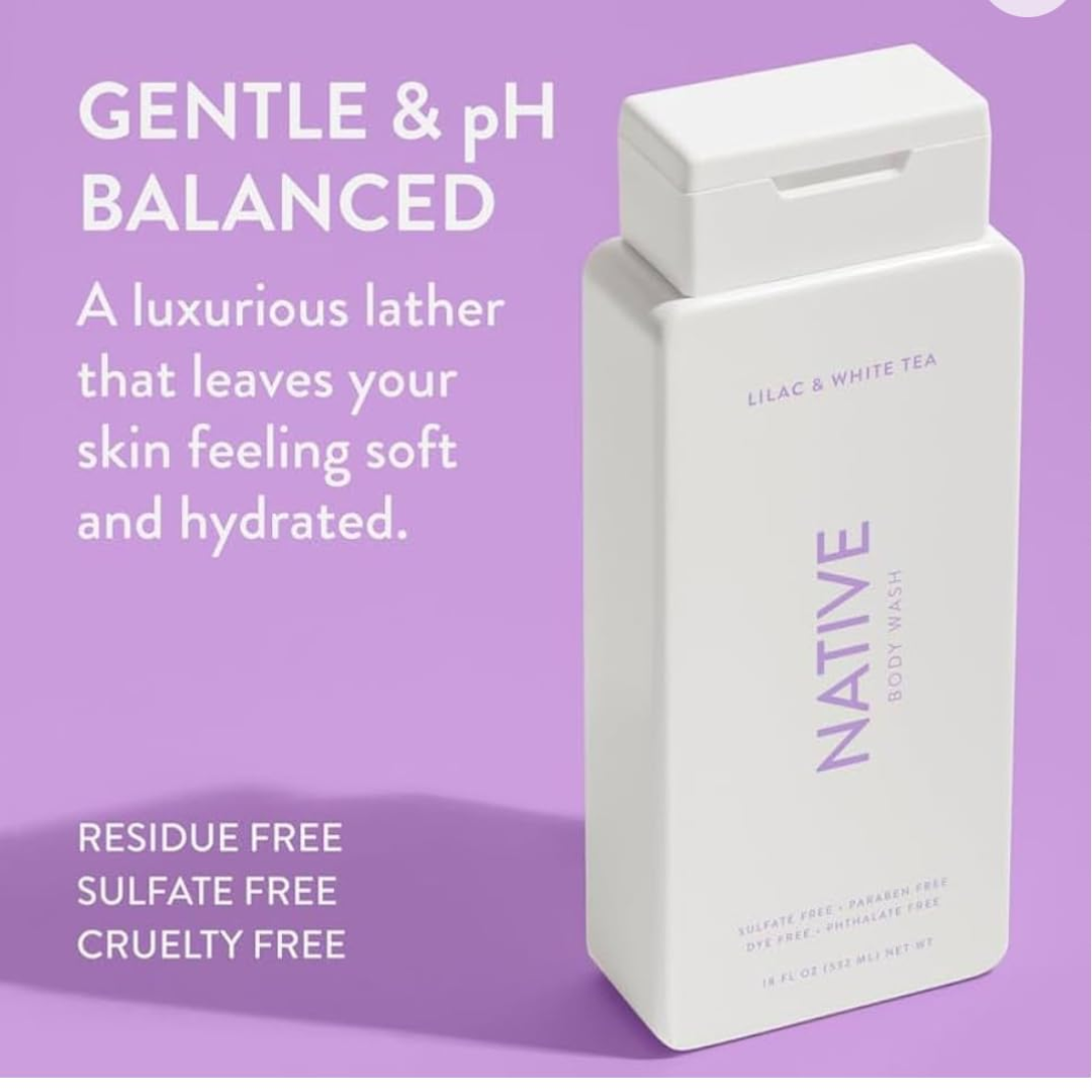 Native Body Wash Lilac & White Tea 18 fl. oz. (532 mL)