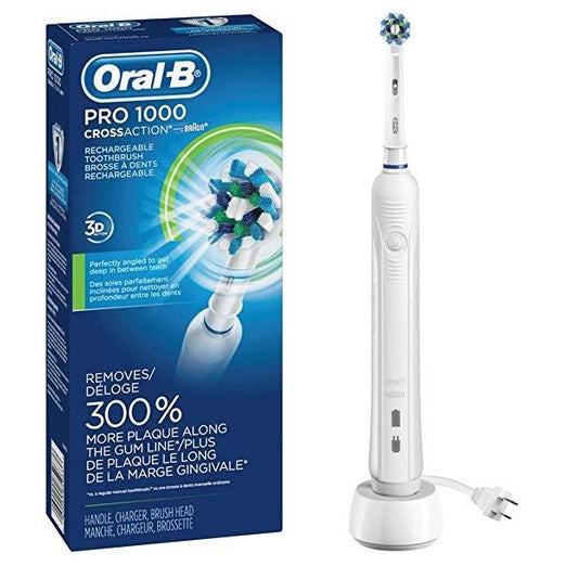 Oral-B White Pro 1000 Power Rechargeable Electric Toothbrush, Powered by Braun