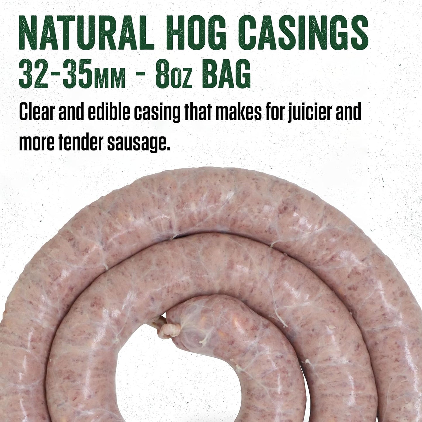 LEM Natural Hog Casings for Smoked Sausage, Brats, Metts and more, 32-35 mm 226.8 g / 8 oz.