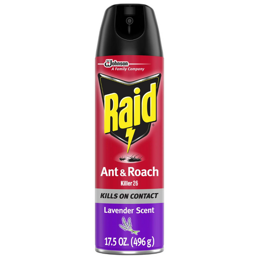 Raid Ant & Roach Defense System Controls And Prevent Bugs Lavander Scent 17.5 oz