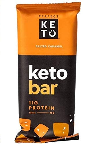 Perfect Keto Bars - Salted Caramel - 1 Bar: 3g Net Carbs, 19g Fat, 11g protein - Keto Diet Food Dessert