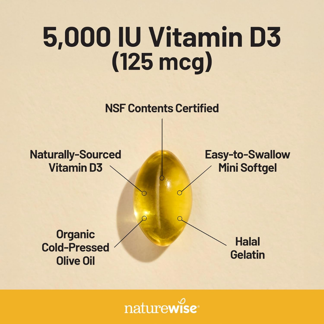 NatureWise Vitamin D3 125 mcg 5,000 IU, 360 Softgels