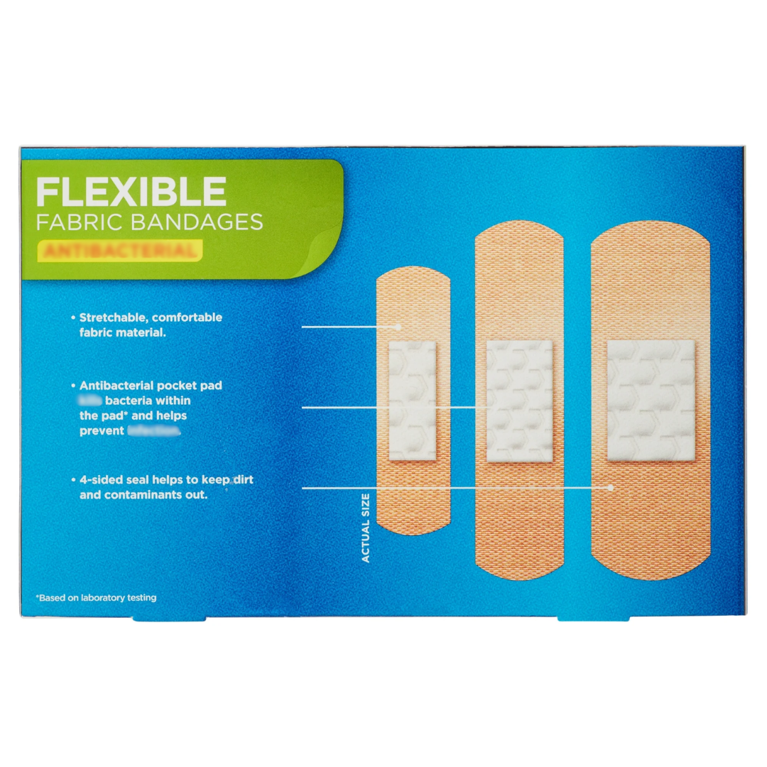 Equate Flexible Fabric Bandages Assorted Sizes, 100 Count