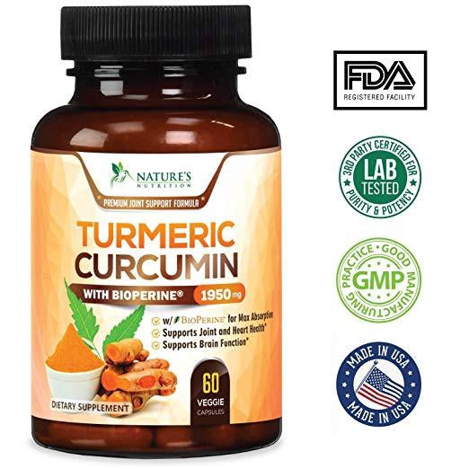 Natures Nutrition Turmeric Curcumin with BioPerine 1950 mg