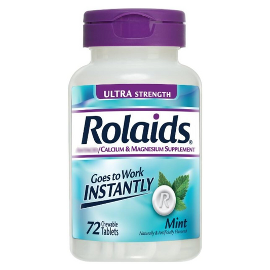 Rolaids Calcium & Magnesium Supplement Mint Flavored 72 Chewable Tablets