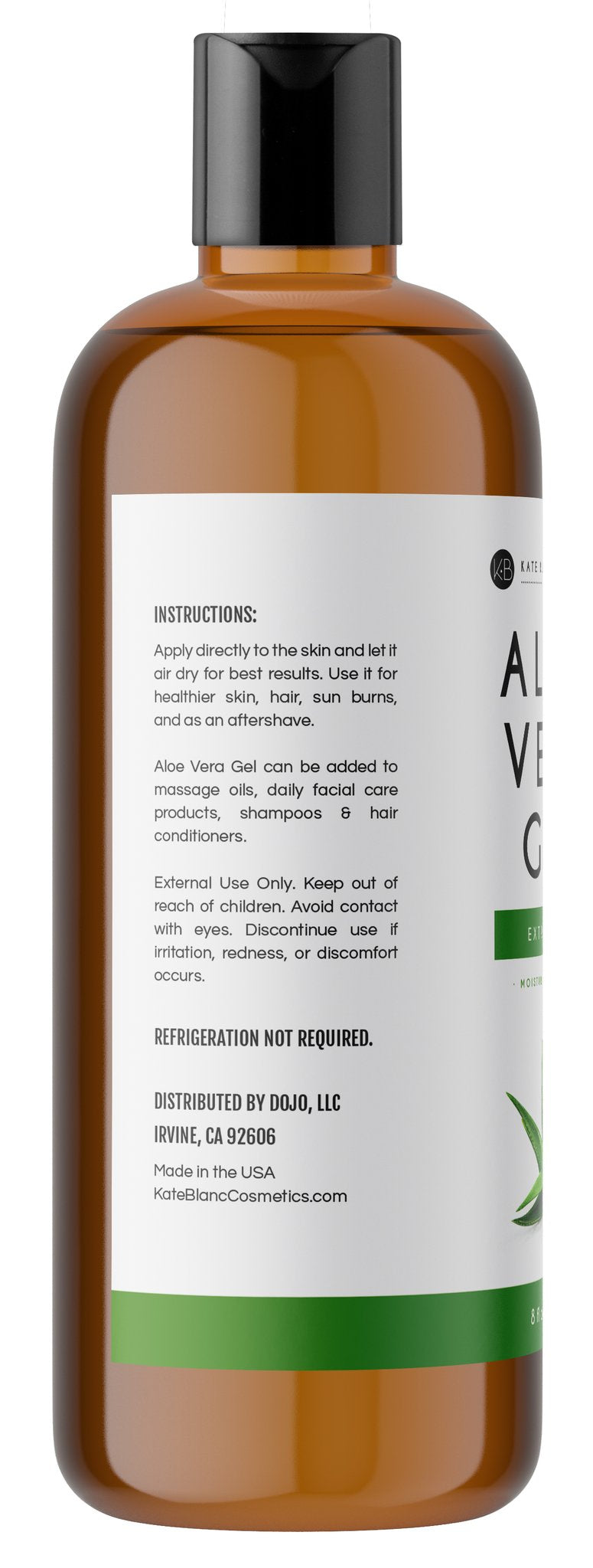 Kate Blanc Cosmetics Aloe Vera Gel for Moisturizing Skin & Hair 237ml