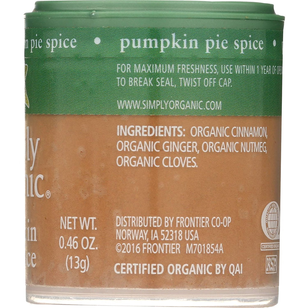 Simply Organic Pumpkin Pie Spice, 0.46 oz. / 13g