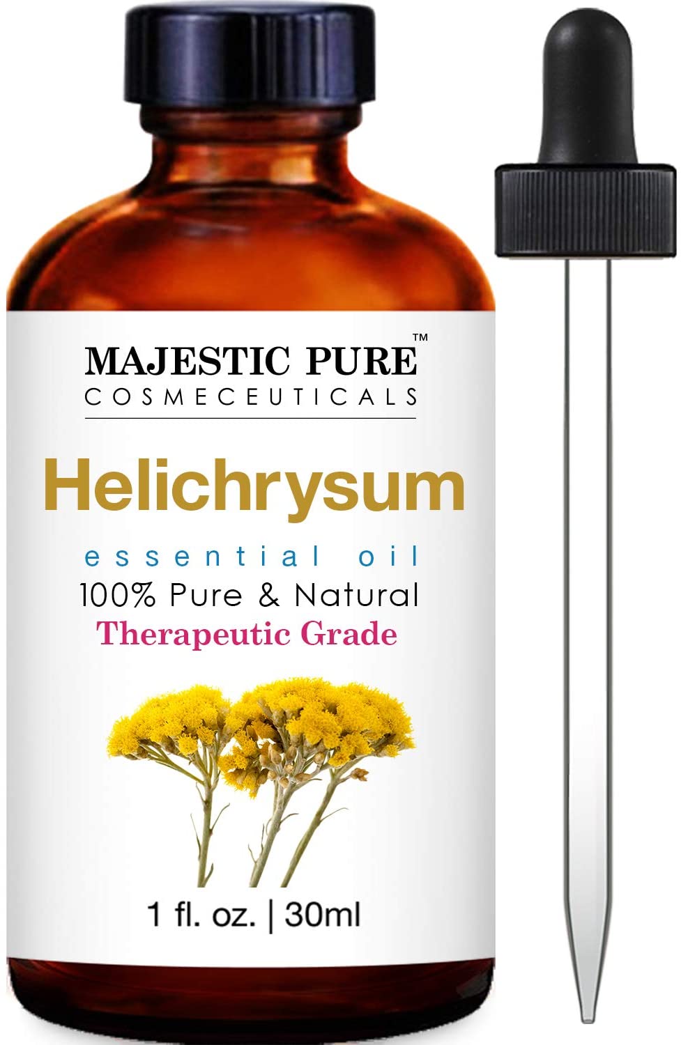 Majestic Pure Helichrysum Essential Oil, 100% Pure & Natural Therapeutic Grade Quality, 1 fl.oz / 30ml