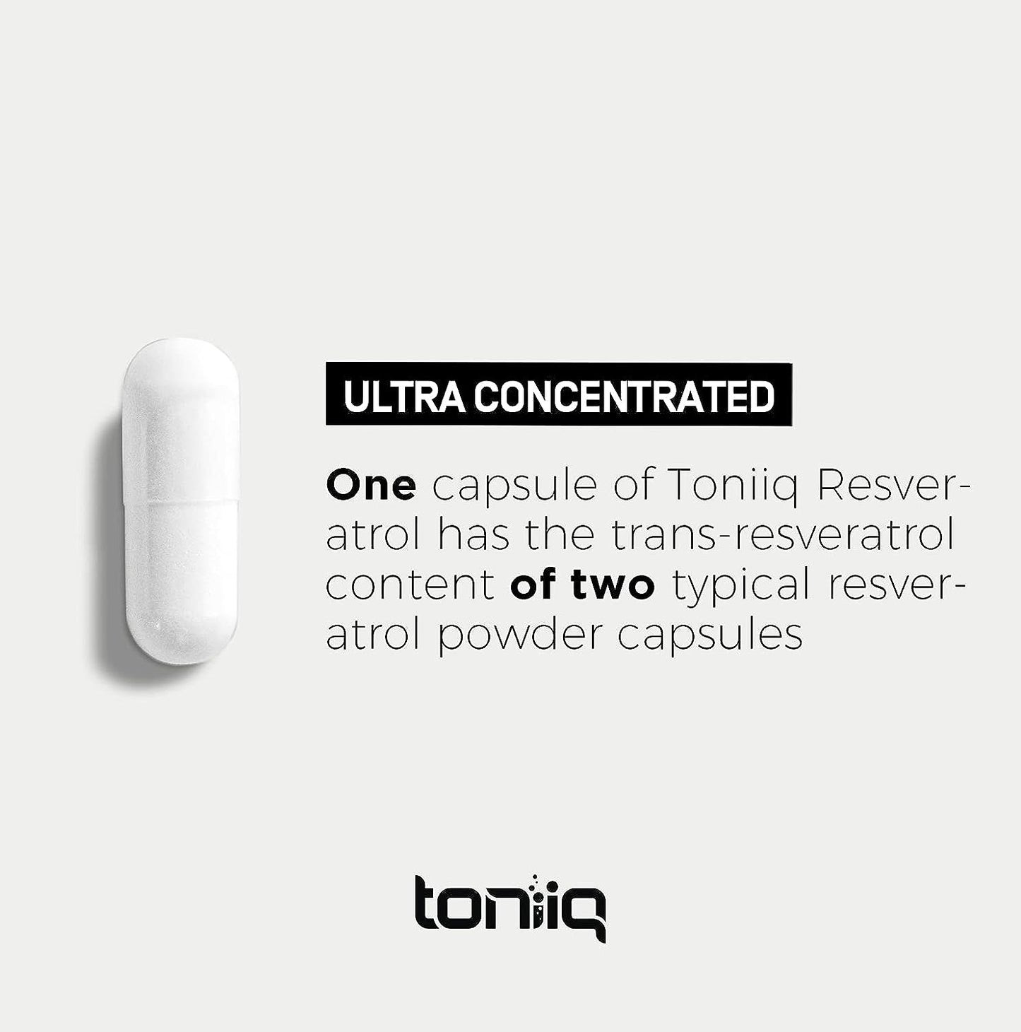 Toniiq Resveratrol Ultra High Purity Supplement 180 Capsules