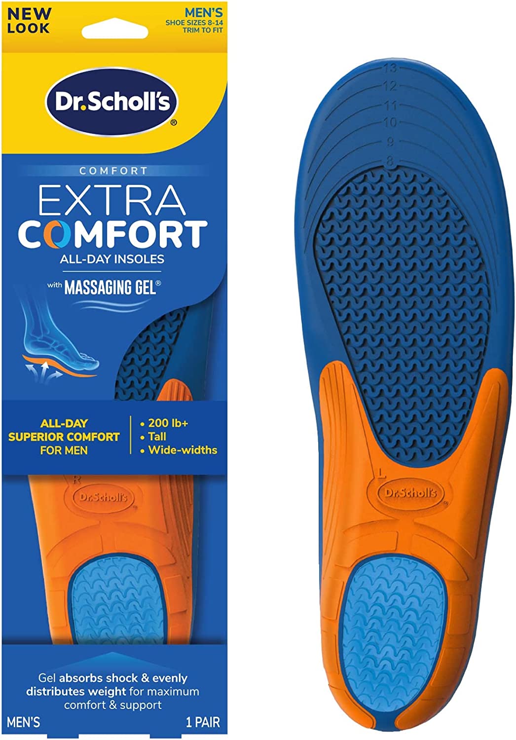 Dr. Scholl's Extra Comfort All-Day Insoles With Massaging Gel Men's 8-14 - 1 Pair