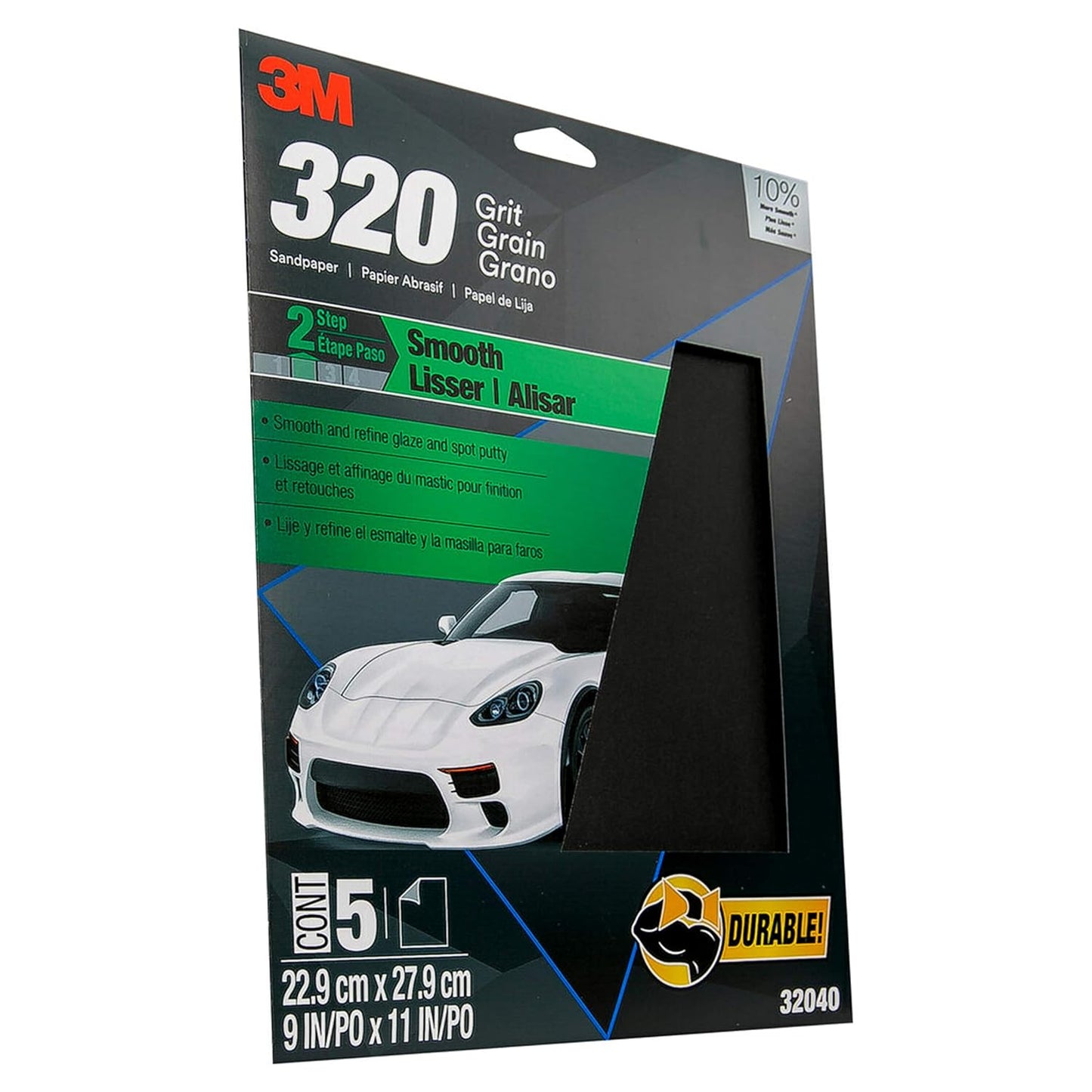 3M Wetordry 320 Grit Sand Paper Step 2 22.9 cm x 27.9 cm, 5 Sheets