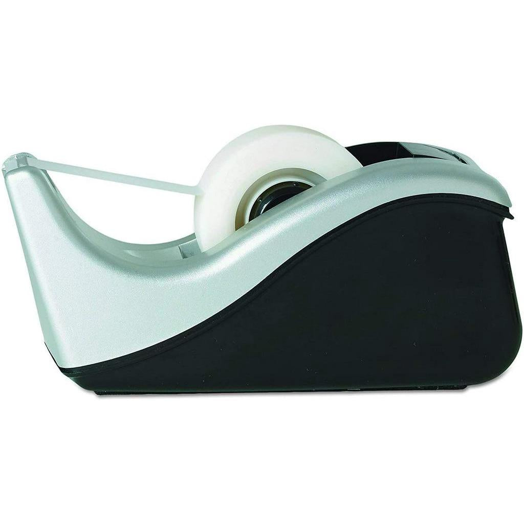 Scotch Desktop Tape Dispenser Silvertech Two-Tone, C60-ST