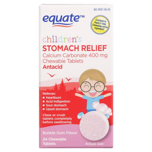 Equate Children's Stomach Relief 400 mg Bubble Gum Flavor, 24 Chewable Tablets