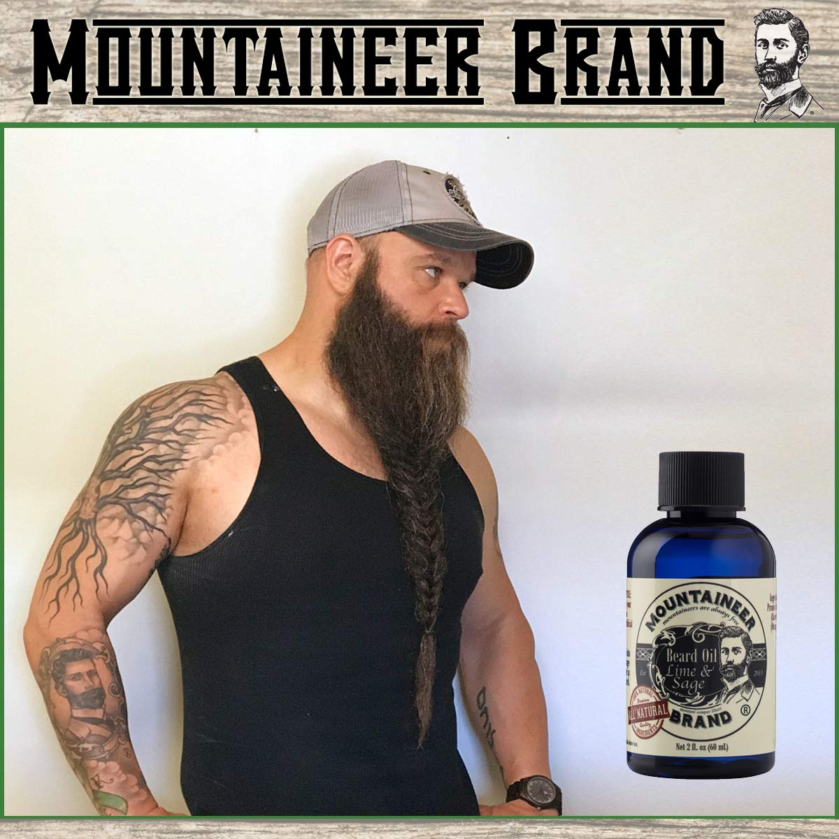 Mountaineer Brand 100% Natural Beard Oil Lime & Sage Scent, 2 fl.oz / 60ml