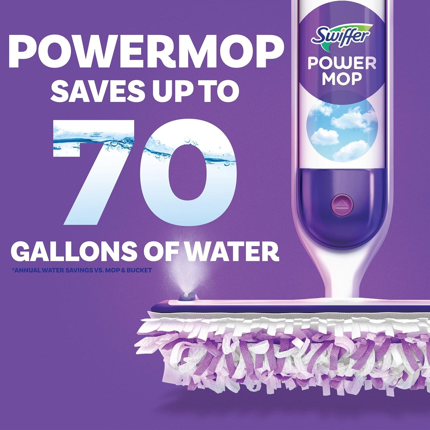 Swiffer Power Mop Multi-Surface Mop Kit for Floor Cleaning, Includes PowerMop, 2 Mopping Pad Refills, 1 Cleaning Solution With Fresh Scent And 2 Batteries