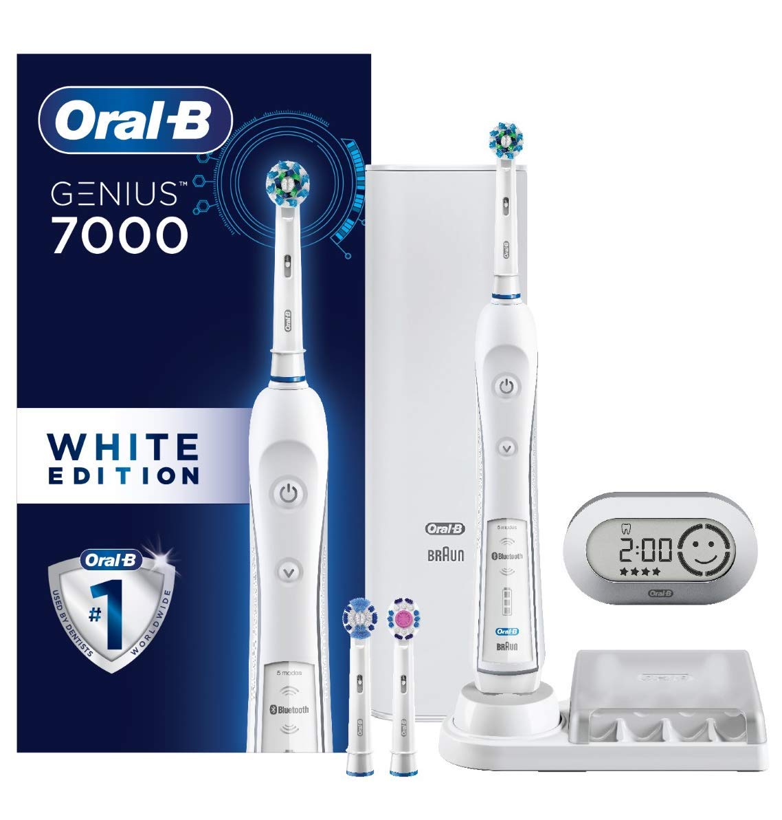 Oral-B 7000 Smart Series Electric Toothbrush with Bluetooth Connectivity and Travel Case, White