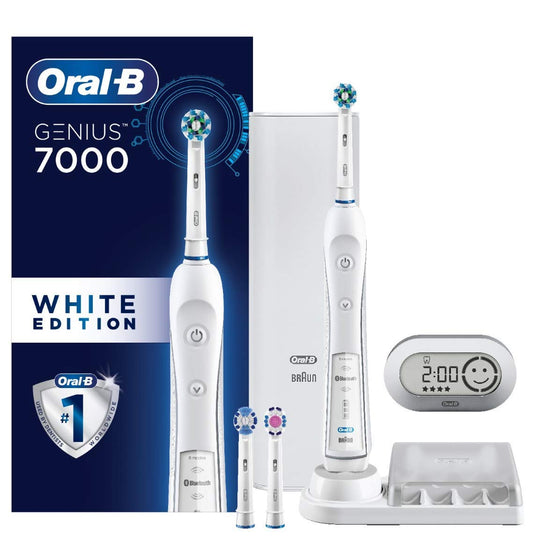 Oral-B 7000 Smart Series Electric Toothbrush with Bluetooth Connectivity and Travel Case, White