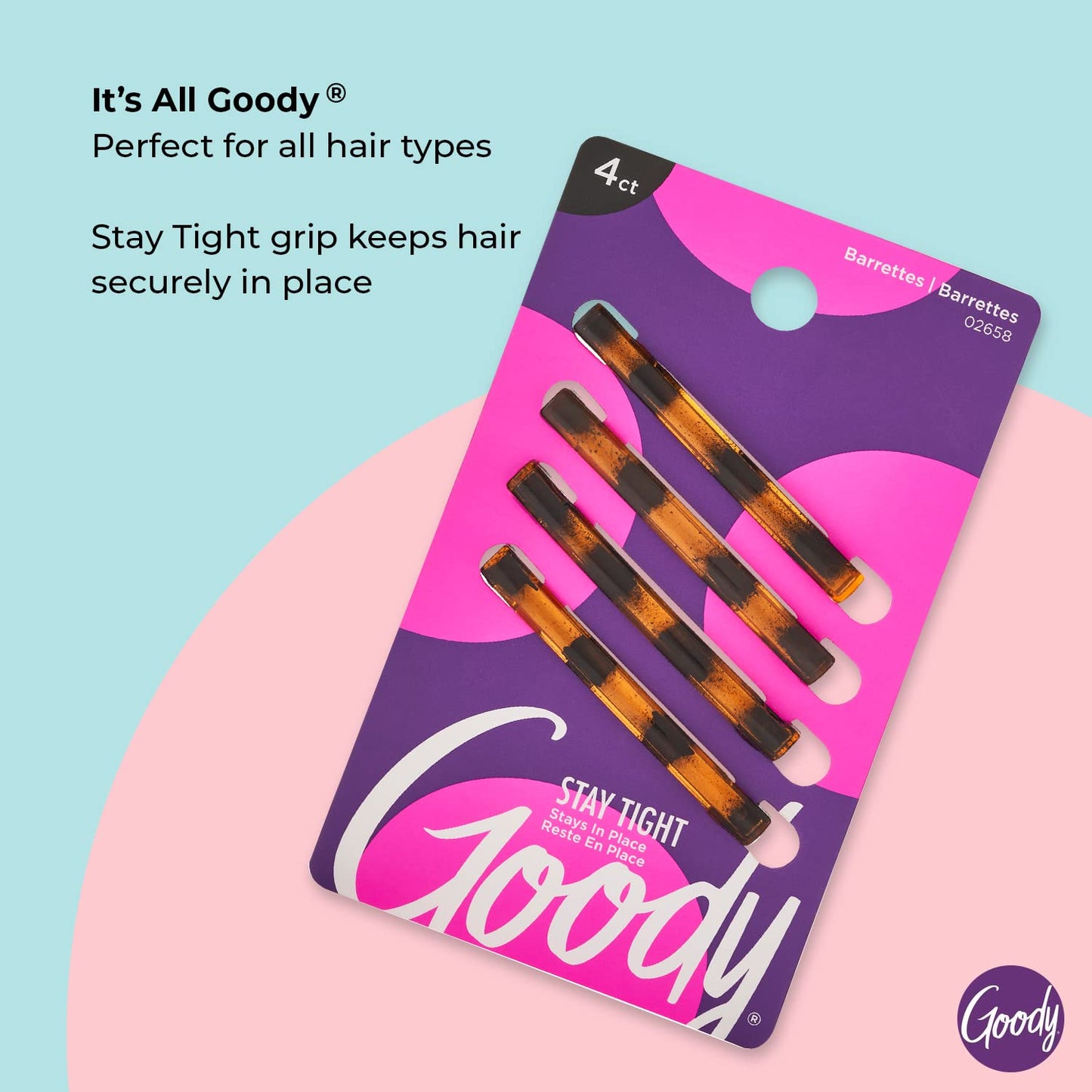 Goody Hair Barettes Stay Tight Stays in Place 4 Count (02658)