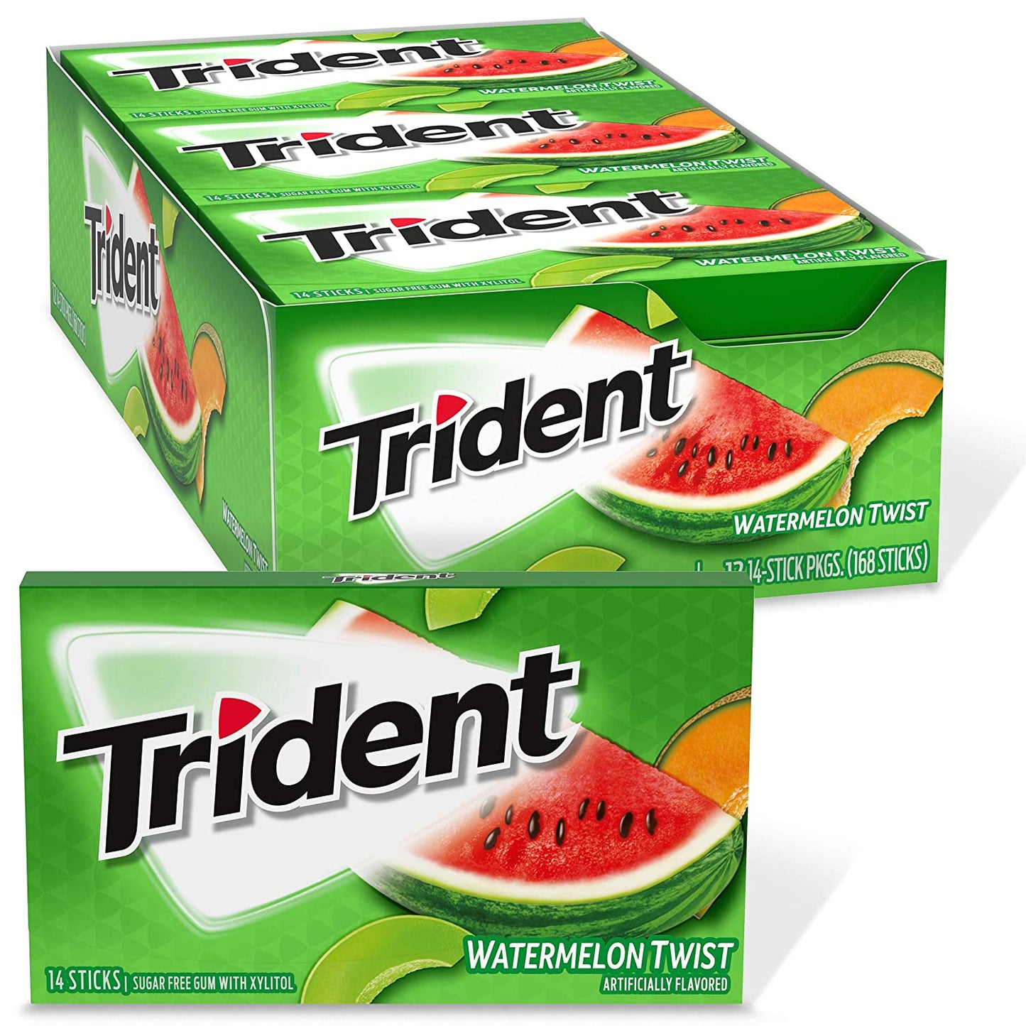 Trident Watermelon Twist Sugar Free Gum with Xylitol, 12 Packs