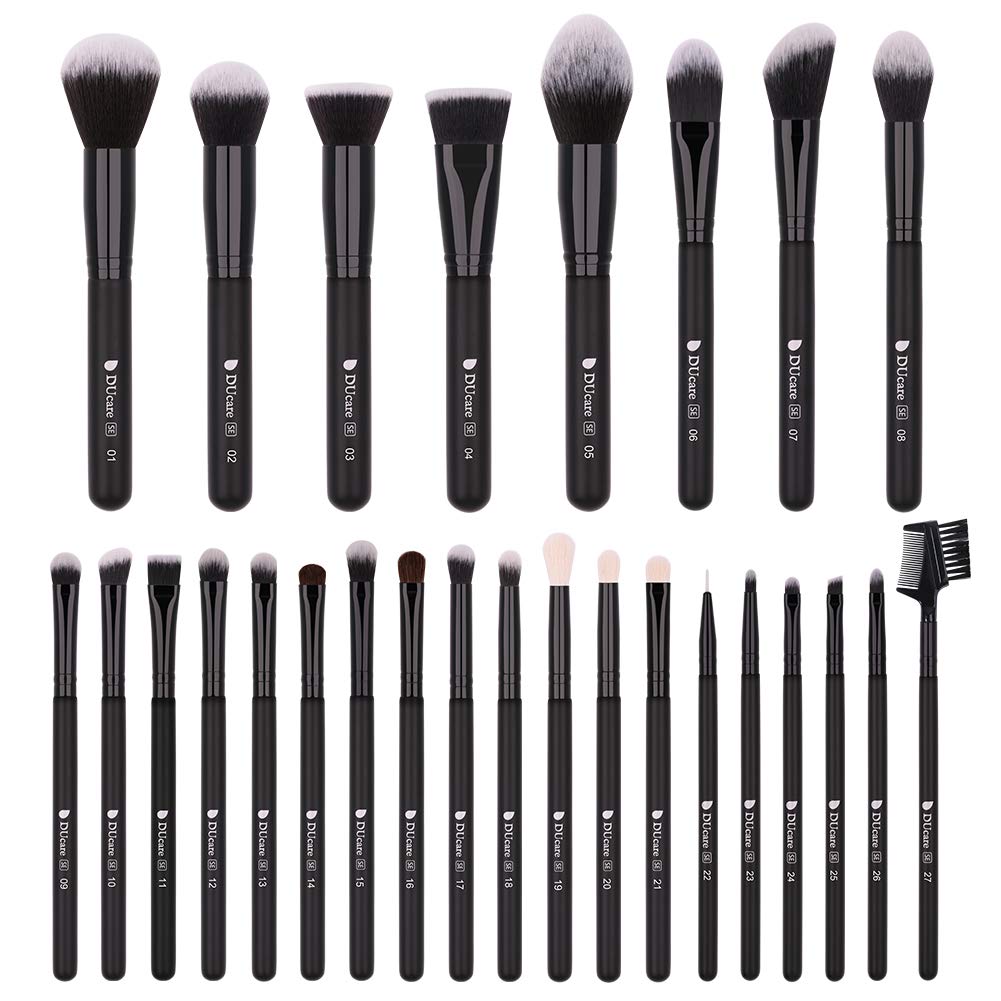 DUcare Makeup Brushes 27 Pieces Professional Makeup Brush Set Premium Synthetic Goat Pony Hair