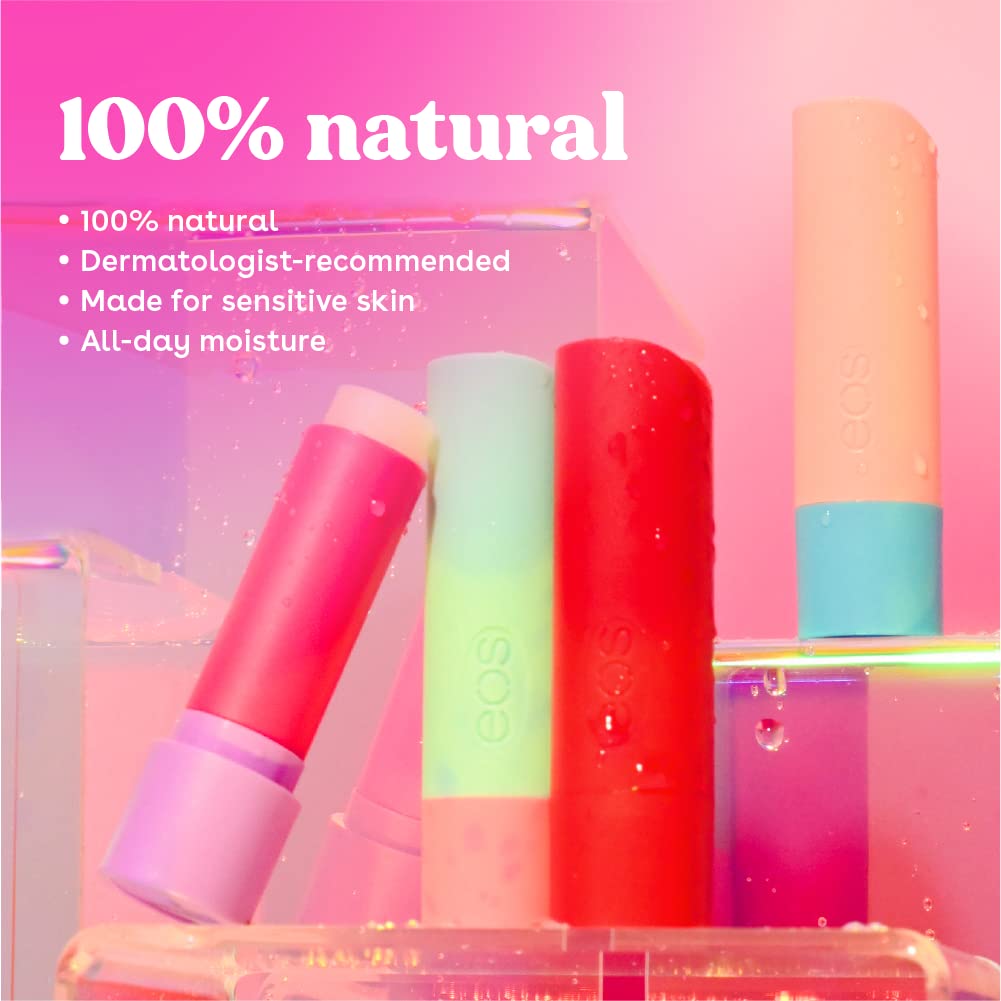 EOS 100% Natural Smooth Fruity Lip Balm 4-Pack, Pineapple Passionfruit, Watermelon Frose, Raspberry Kiwi Splash, Coconut Milk, 4g / 0.14 oz.