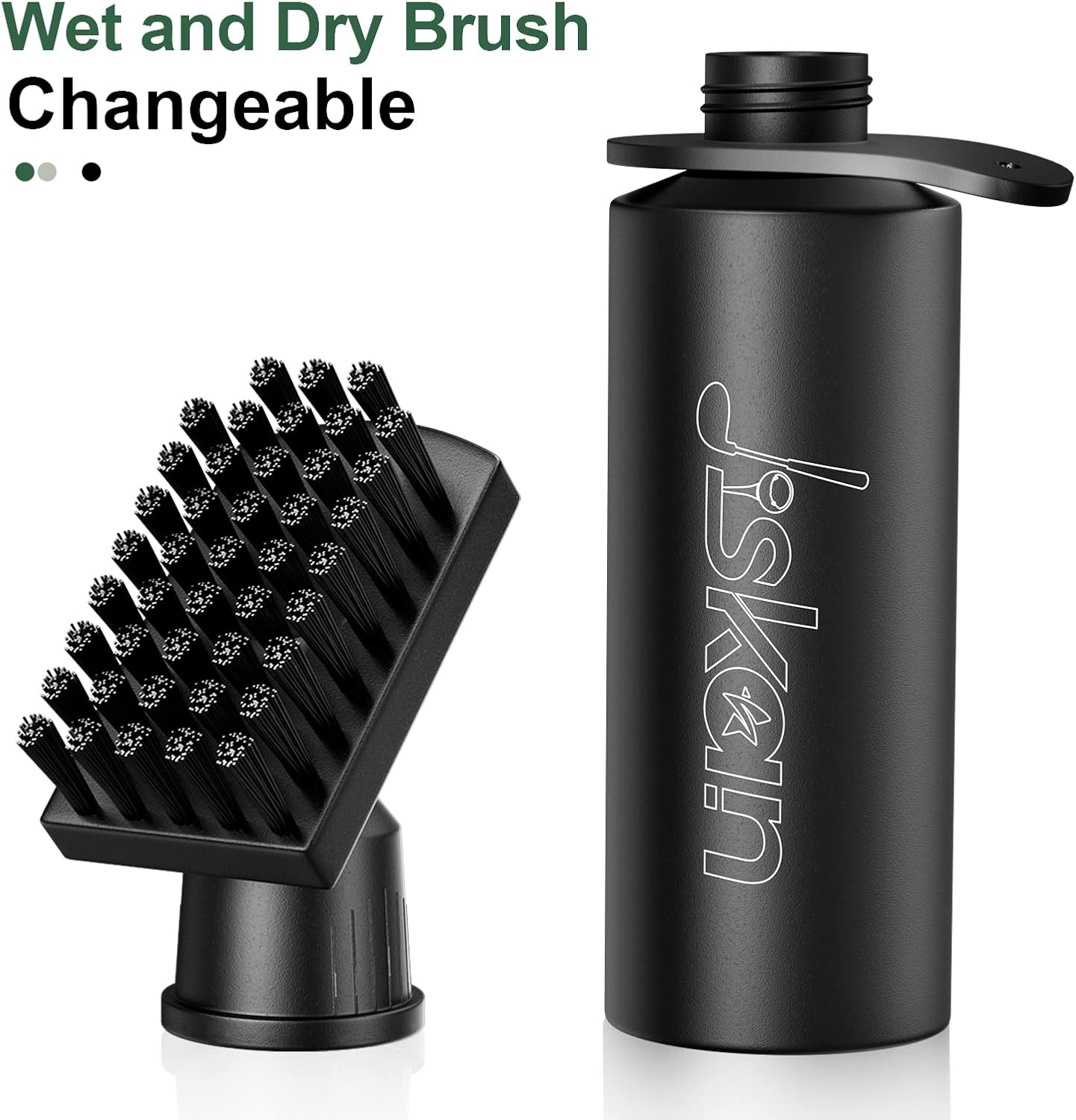 Jiskan Pro Golf Club Brush Cleaner With Retainer Clip And Squeeze Water Bottle 7.5 Inches Holds