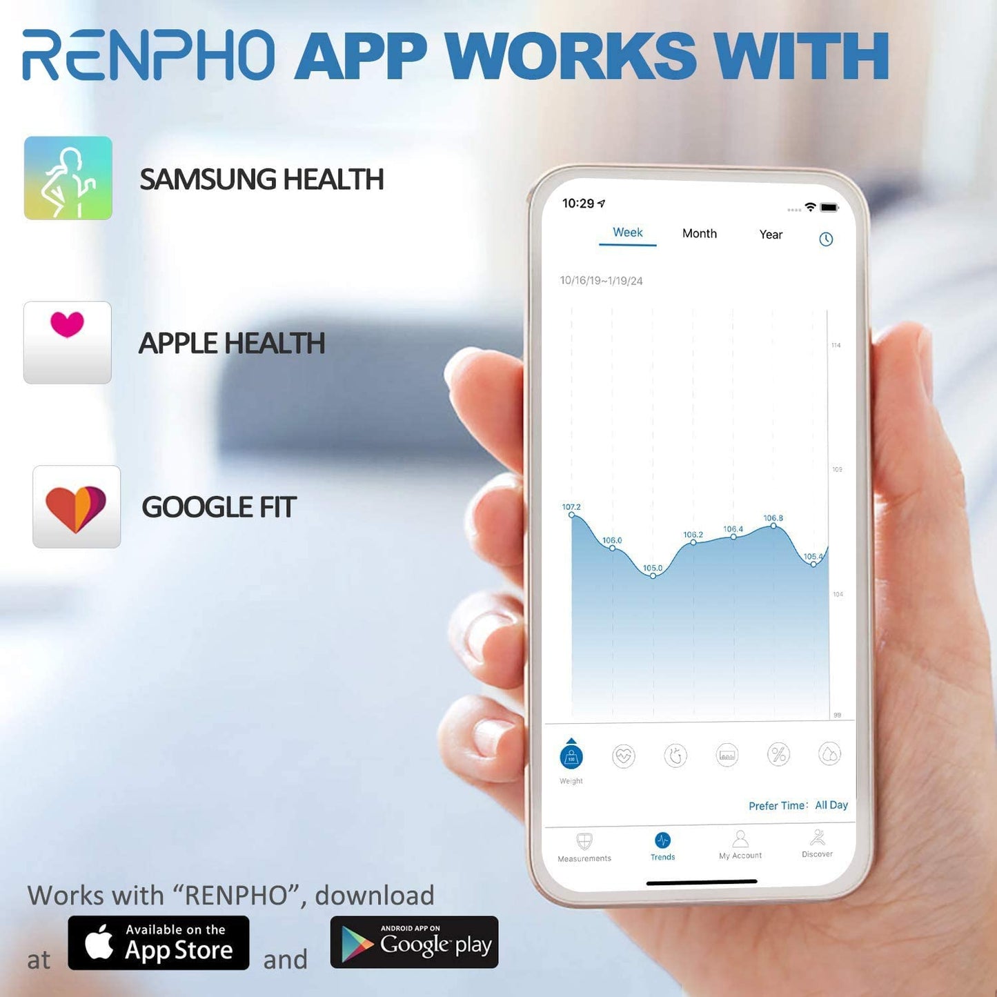 RENPHO Digital Wireless Body Composition Scale with Smartphone App sync, Bluetooth, 396 lbs - Black