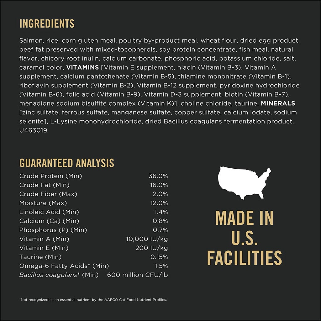 Purina Pro Plan Adult Dry Cat Food Salmon & Rice Formula with Probiotics, 3.5 lb. / 1.59 kg