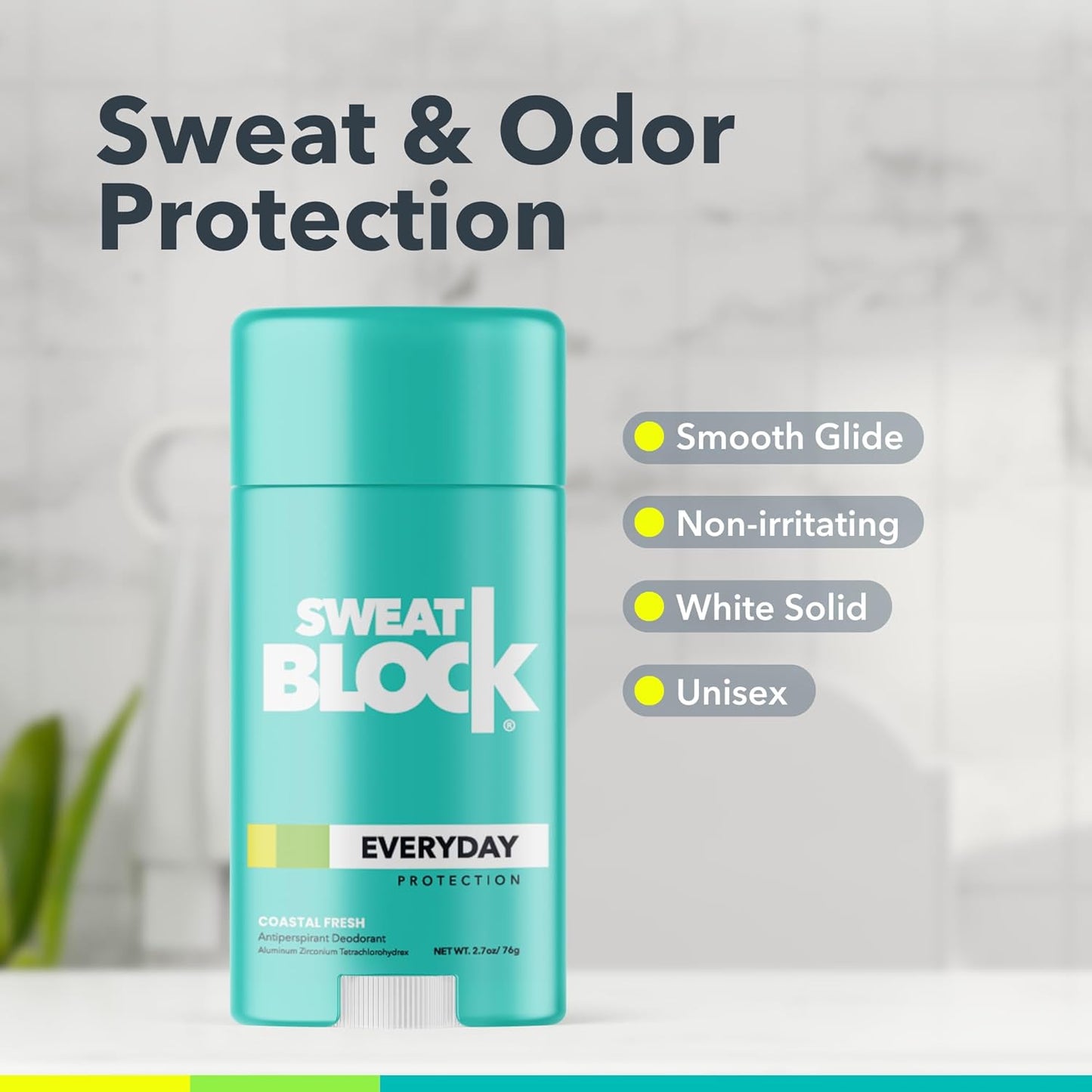 SweatBlock Antiperspirant Deodorant Coastal Fresh Scent, 2.7 oz / 76 g