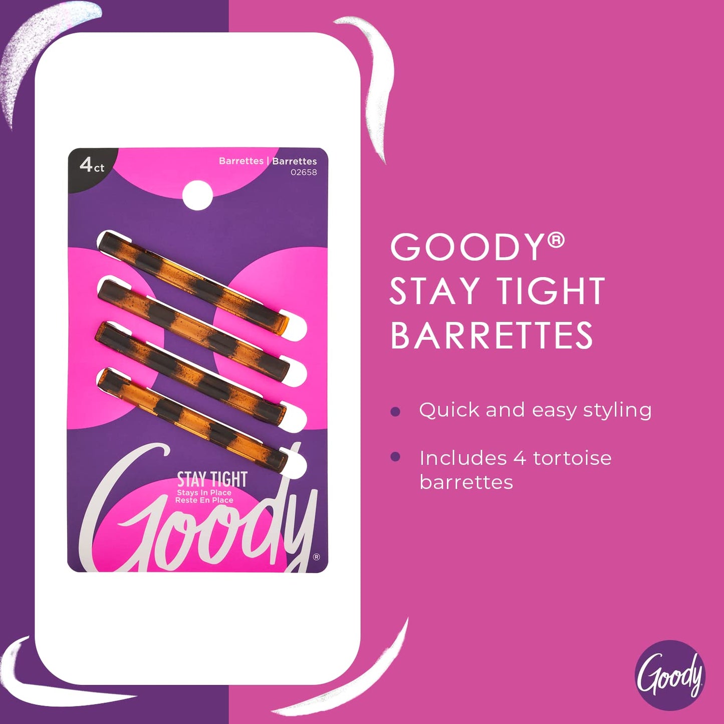 Goody Hair Barettes Stay Tight Stays in Place 4 Count (02658)