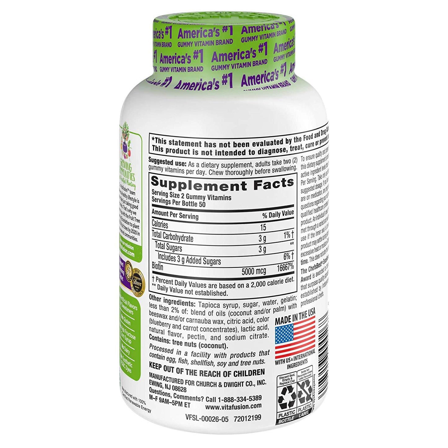 Vitafusion Extra Strength Biotin 500mcg Gummies, 100 Count