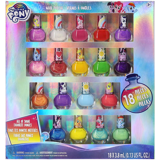 My Little Pony Non-Toxic Water Based Nail Polish Set Glittery and Opaque Colors Ages 3+