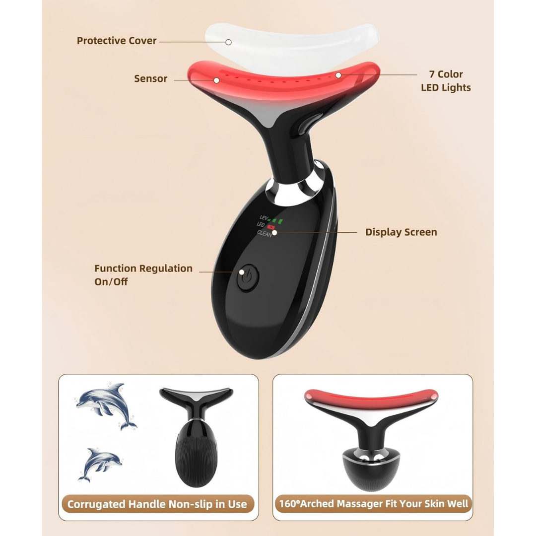 Elishine 7 Color LED Facial and Neck Massager, Black