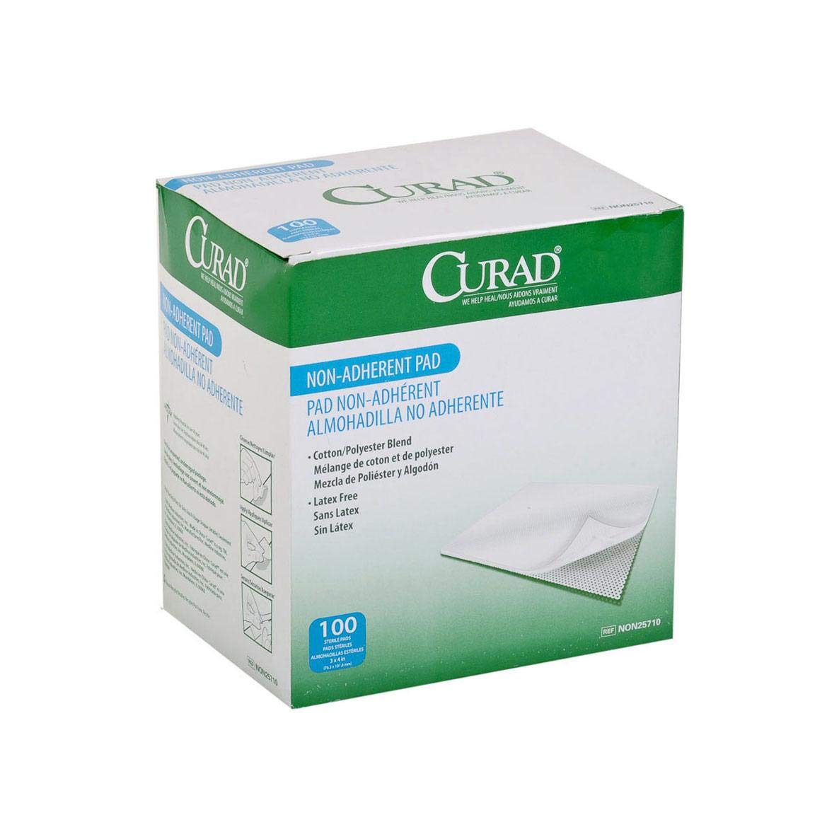 Medline | Curad Sterile Non-Adherent Pad 3" x 8" (76.2 x 203.2 mm) Pack of (50 Pads)