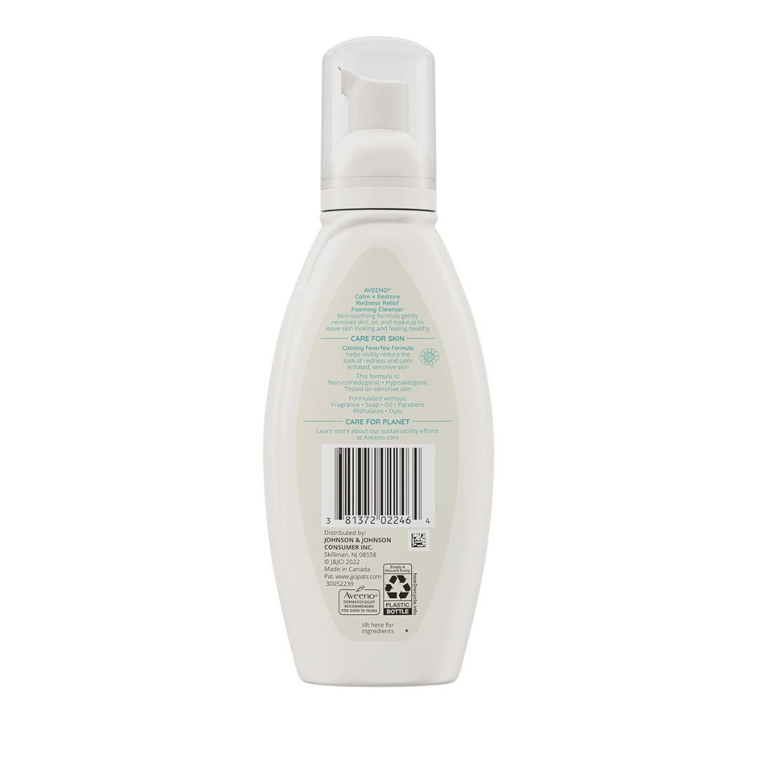 Aveeno Calm + Restore Redness Relief Foaming Cleanser for Sensitive Skin 6.0 fl oz (180ml)