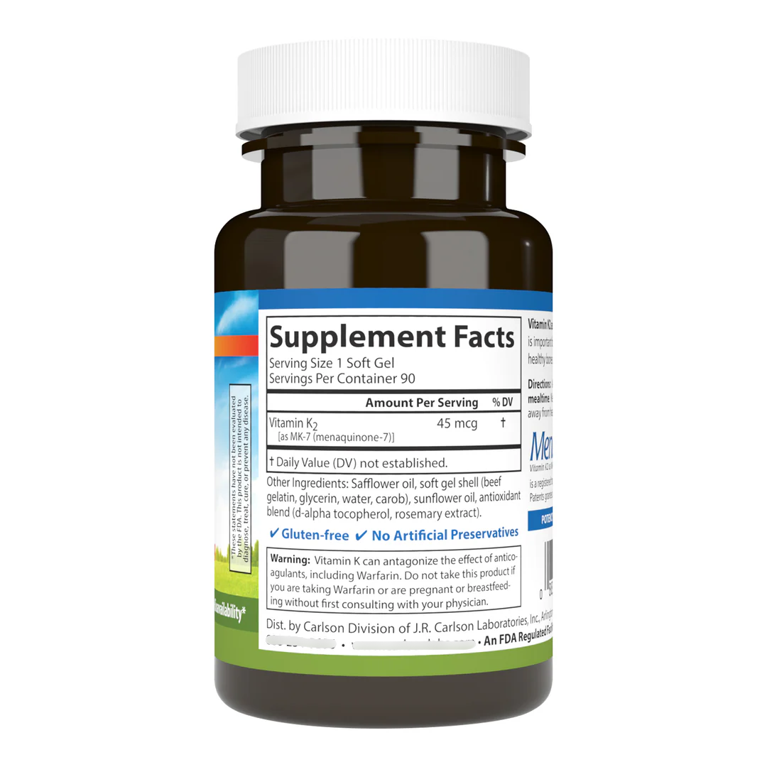 Carlson Vitamin K2 MK-7 90 Softgels Bone Support