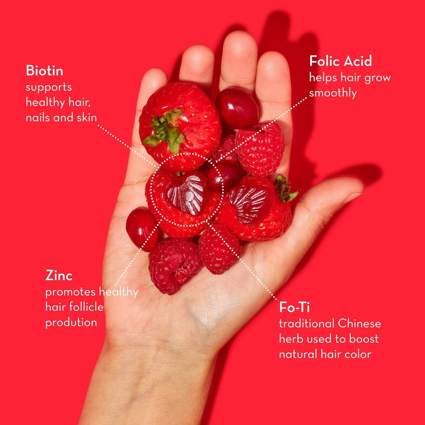 HUM Hair Sweet Hair Gummies Hair Growth Vitamins with 5000mcg Vegan Biotin, B Vitamins, Fo-Ti & Zinc, 60 Count